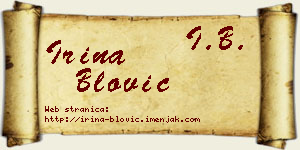Irina Blović vizit kartica